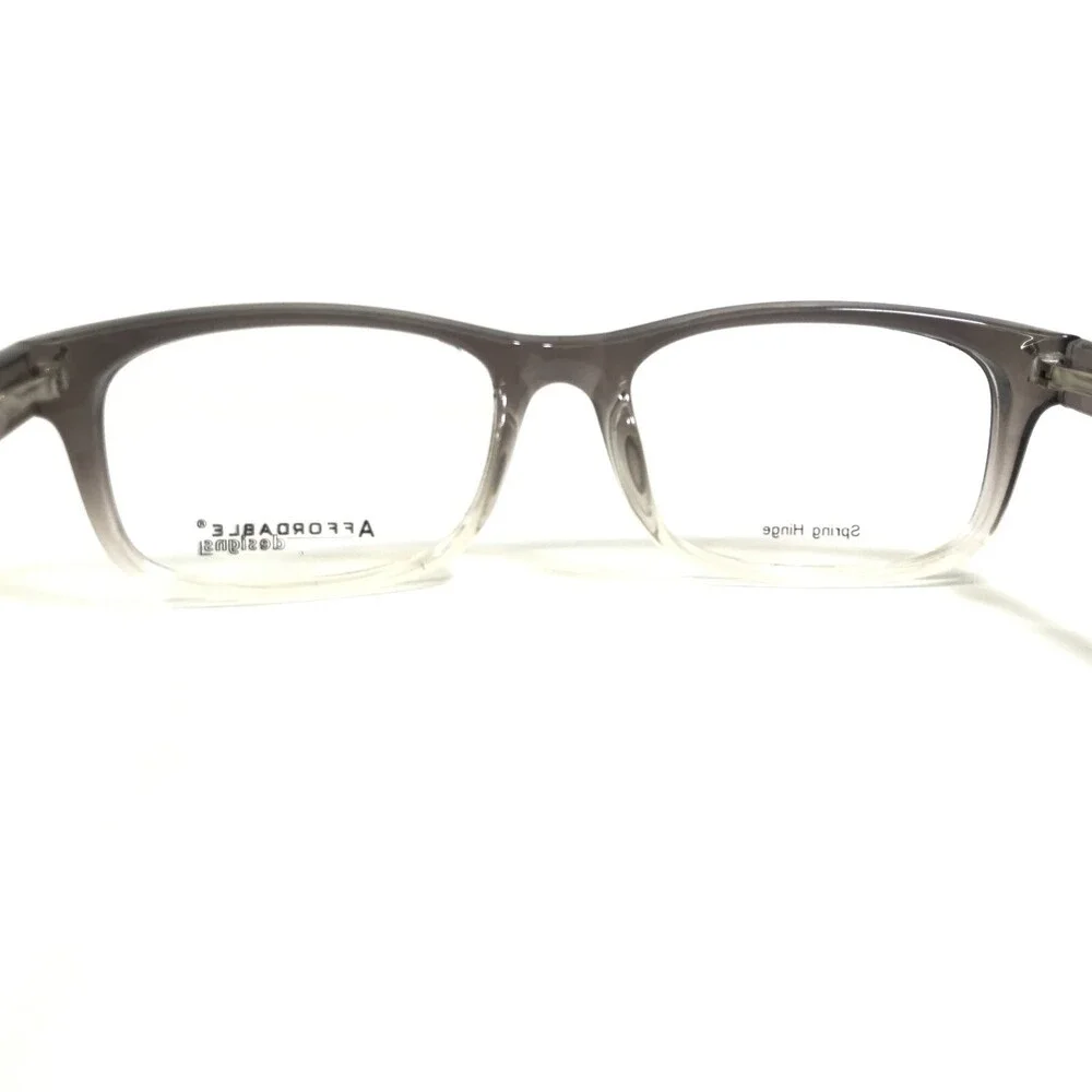 Affordable Designs Eyeglasses Frames FINN GRAY Clear Fade Square 56-18-150